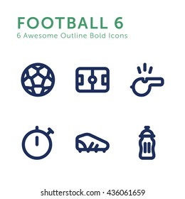 Football Soccer Game Sport Vector Mini Symbols Icons Outline Bold Set
