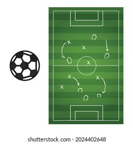 Football or soccer game strategy plan isolated on blackboard texture set