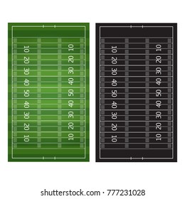Football or soccer game strategy plan isolated on blackboard with chalk rubbed background. Football or soccer strategy board