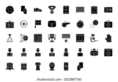 Football soccer glyph icons set