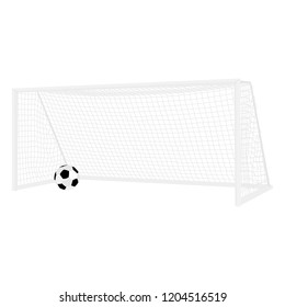 Football soccer goal  and football soccer ball realistic sports equipment. Isolated on white background. Vector illustration.