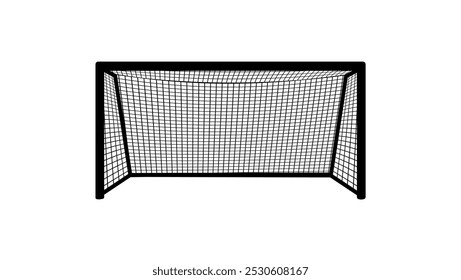Football soccer goal, front view , black isolated silhouette