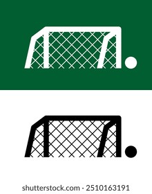 Icono de gol de fútbol (fútbol). Atributo y símbolo del juego del fútbol. Puertas con una red, el lugar del juego del portero.