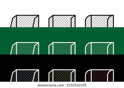 Ícone de gol de futebol. Atributo e símbolo do jogo de futebol. Gates com uma rede, o lugar do jogo do goleiro.