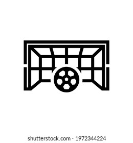 Football or Soccer Goal Net with ball Vector icon in Outline Style. The goal is an area that must be guarded by a goalkeeper. Vector illustration icons can be used for apps, websites, or logo.