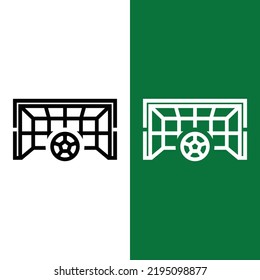 Football or Soccer Goal Net with ball Vector icon in Outline Style. The goal is an area that must be guarded by a goalkeeper. Vector illustration icons can be used for apps, websites, or logo.