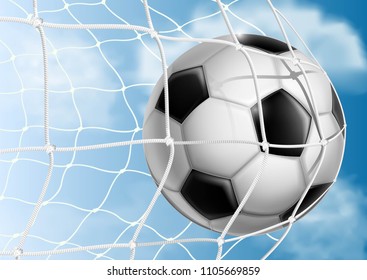 Football Soccer goal on blue sky background 