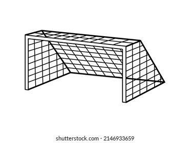 Football soccer goal post isometric doodle vector illustration. Isolated on white background