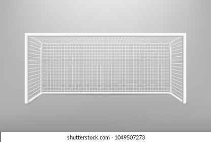 Football soccer goal realistic sports equipment.  Football goal with shadow. isolated on transparent background. Vector illustration. Eps 10.