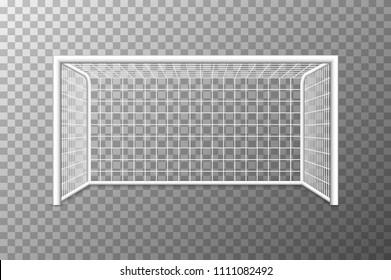 Football soccer goal realistic sports equipment on transparent background. Football goal with shadow. Vector illustration. Eps 10.