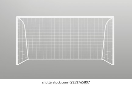 Football soccer goal realistic sports equipment. Football goal with shadow. Football stadium, goalkeeper gates for the playground. Isolated on gray background. Vector illustration