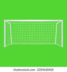 Football soccer goal realistic sports equipment. Football goal isolated on green background. Vector illustration. 