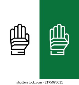 Football or Soccer Goalkeeper Gloves Vector icon in Outline Style. a goalkeeper uses gloves when catching the ball. Vector illustration icons can be used for apps, websites, or part of a logo.