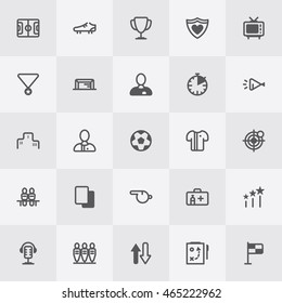 Football / Soccer Icon Set. Line Art Vector Illustration
