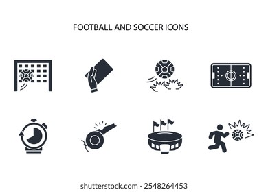 Futebol e ícone de futebol set.vetor.Editável sinal de estilo traço.linear para usar web design,ilustração logo.Symbol.