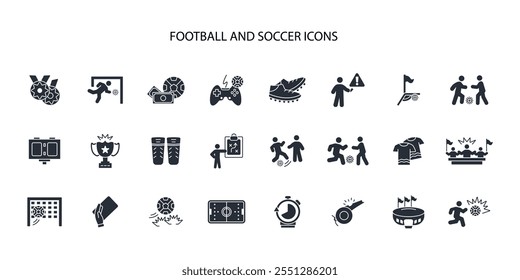 Football and soccer icon set.vector.Editable stroke.linear style sign for use web design,logo.Symbol illustration.