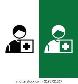 Football or Soccer Injured Player Vector icon in Glyph Style. Injured players are indicated by a plus symbol. Vector illustration icons can be used for apps, websites, or part of a logo.