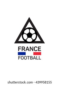 Football or soccer  logo. French tricolor. The concept of soccer logo, symbol, sign. triangular pyramid and ball