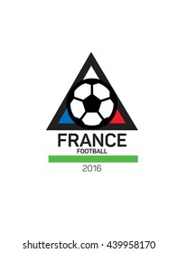 Football or soccer  logo. French tricolor. The concept of soccer logo, symbol, sign. Triangular pyramid and ball