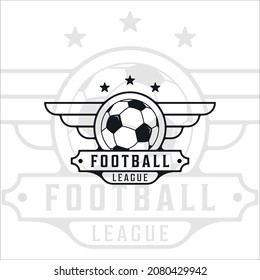 Football Or Soccer Logo Vintage Vector Illustration Template Icon Graphic Design. Sport Retro Emblem With Badge And Typography