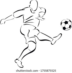 football, soccer man play with ball . Vector isolated design elements on white background. Concept for logo, cards, print 