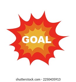 Football or soccer match element vector illustration. Splash explosion with inscription goal isolated on white background. Soccer or football, sports concept