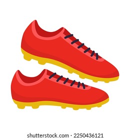 Football or soccer match element vector illustration. Pair of sporty studded boots isolated on white background. Soccer or football, sports concept