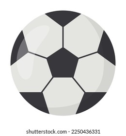 Football or soccer match element vector illustration. Black and white ball with pentagonal elements isolated on white background. Soccer or football, sports concept