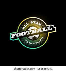 Football or soccer Modern professional sport Typography in retro style. Vector design emblem, badge and sporty template logo design. cup 2022