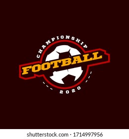 Football or soccer Modern professional sport Typography in retro style. Vector design emblem, badge and sporty template logo design