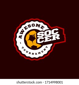 Football or soccer Modern professional sport Typography in retro style. Vector design emblem, badge and sporty template logo design