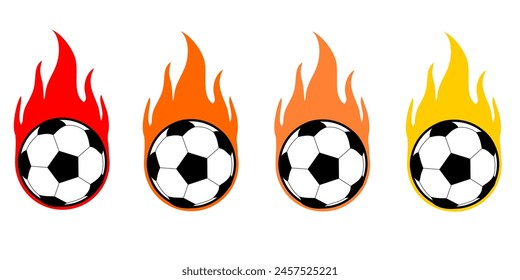 objeto del fútbol o del fútbol con el arte del Clip de fuego en el Vector del color del estilo diverso