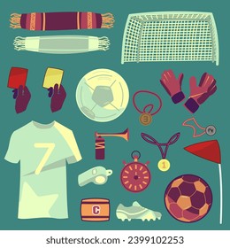 football soccer objects vector collection
