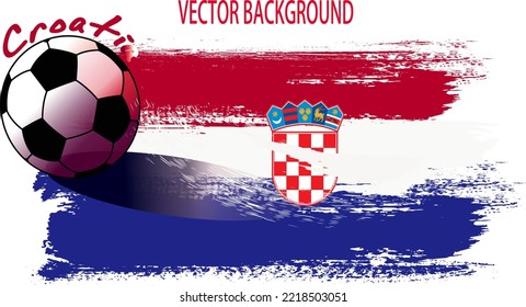 football or soccer on CROATIA flag, background from paint brushes flag, Vector illustration for banner and poster football