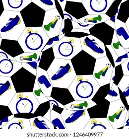 Football, soccer pattern with football equipment.