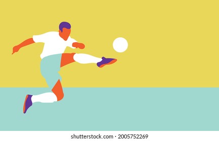 Football soccer player in action isolated background. Flat vector illustration.