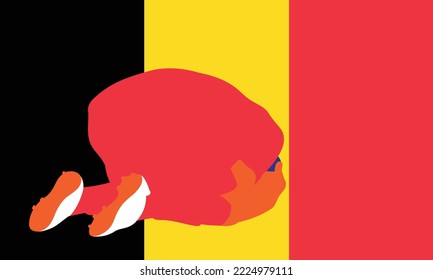 Football soccer player in action isolated background. Flat vector illustration.