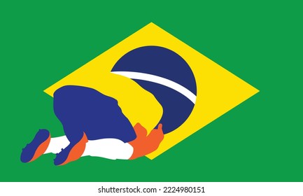 Football soccer player in action isolated background. Flat vector illustration.