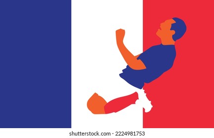 Football soccer player in action isolated background. Flat vector illustration.