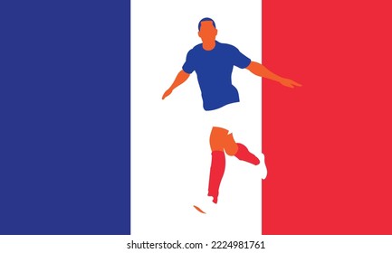 Football soccer player in action isolated background. Flat vector illustration.