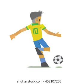 Football soccer player in action on white background. Sport moments for tournament.