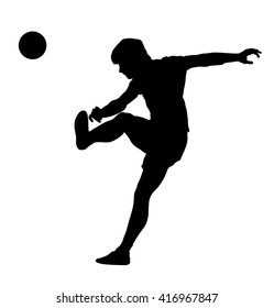 football soccer player in action, vector silhouette isolated white background