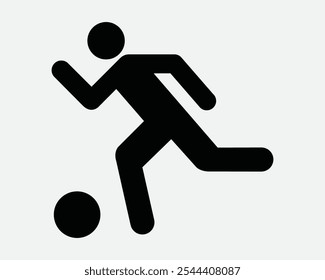 Football Soccer Player Athlete Sport Sports Play Playing Run Running Dribble Sprint Competition League Kick Sign Icon Shape Outline Black White Vector