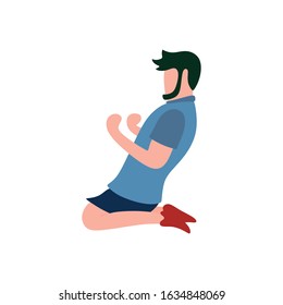Football soccer player celebrating after score a goal flat illustration vector