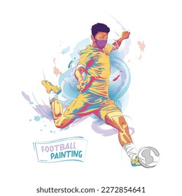 football soccer player colorful painting