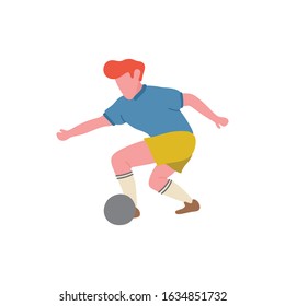 Football soccer player dribble the ball flat illustration vector