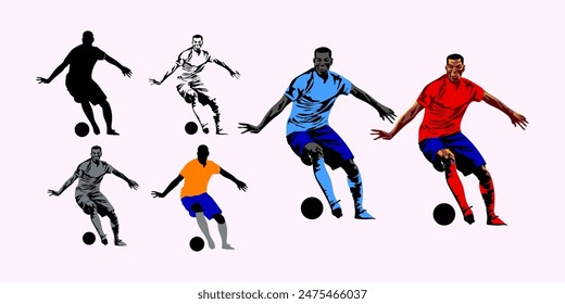 Football, Soccer player icon silhouette vector illustration. Sport game player character isolated on white background.