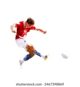 Fußball, Fußballspieler, isolierte Low-Poly-Vektorillustration