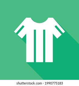 Football or Soccer Player Jersey icon in Solid Long Shadow Style. a jersey that the player wears during the match. Vector illustration icons can be used for applications, websites, or part of a logo.