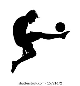 football (soccer) player kicking a ball, vector illustration
